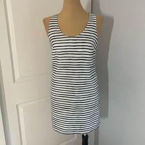 J. Crew Horizontal Striped Blue and White Midi Halter Dress